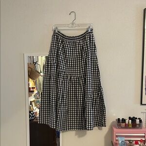 Who What Wear Black and White Gingham Midi Skirt size Large